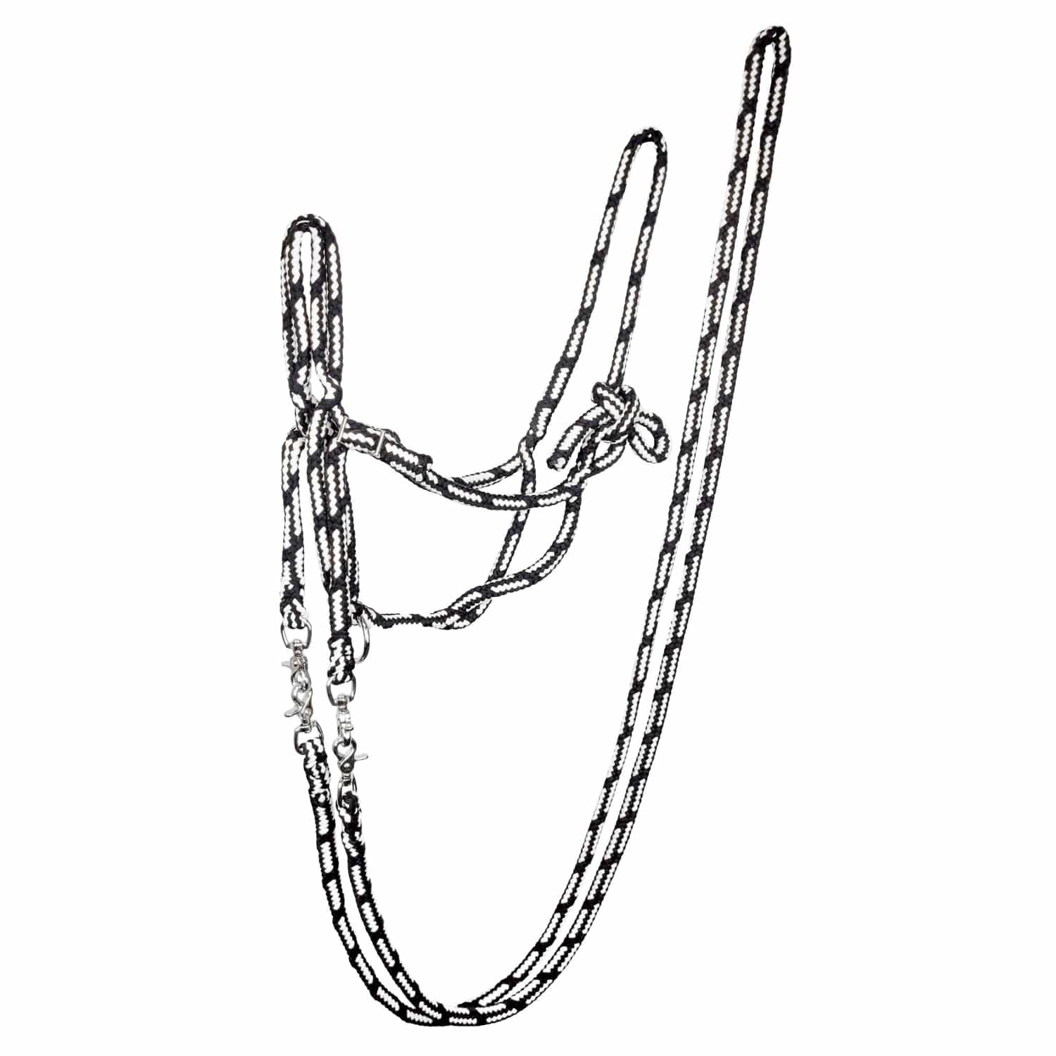 Zilco Halters S / Black/White Zilco Rope Halter & Reins Set