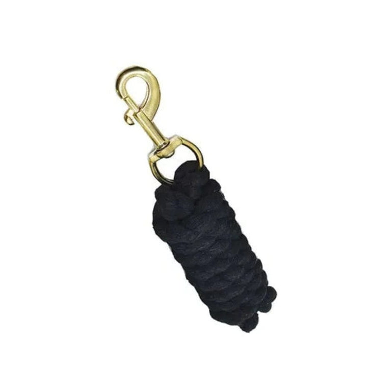 Academy Lead Ropes Lead Rope Academy Cotton Lead Rope Brass Snap 2 Metres Black