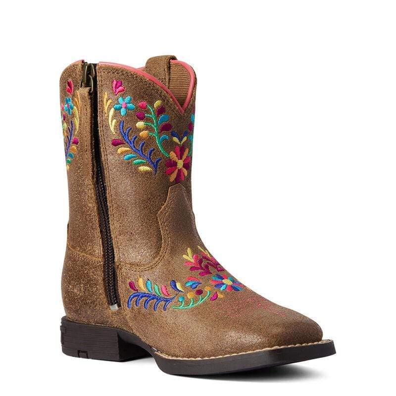 Ariat Kids Boots & Shoes 8 Ariat Childs Wild Flower Boots Canyon Tan with Zipper (10038450)