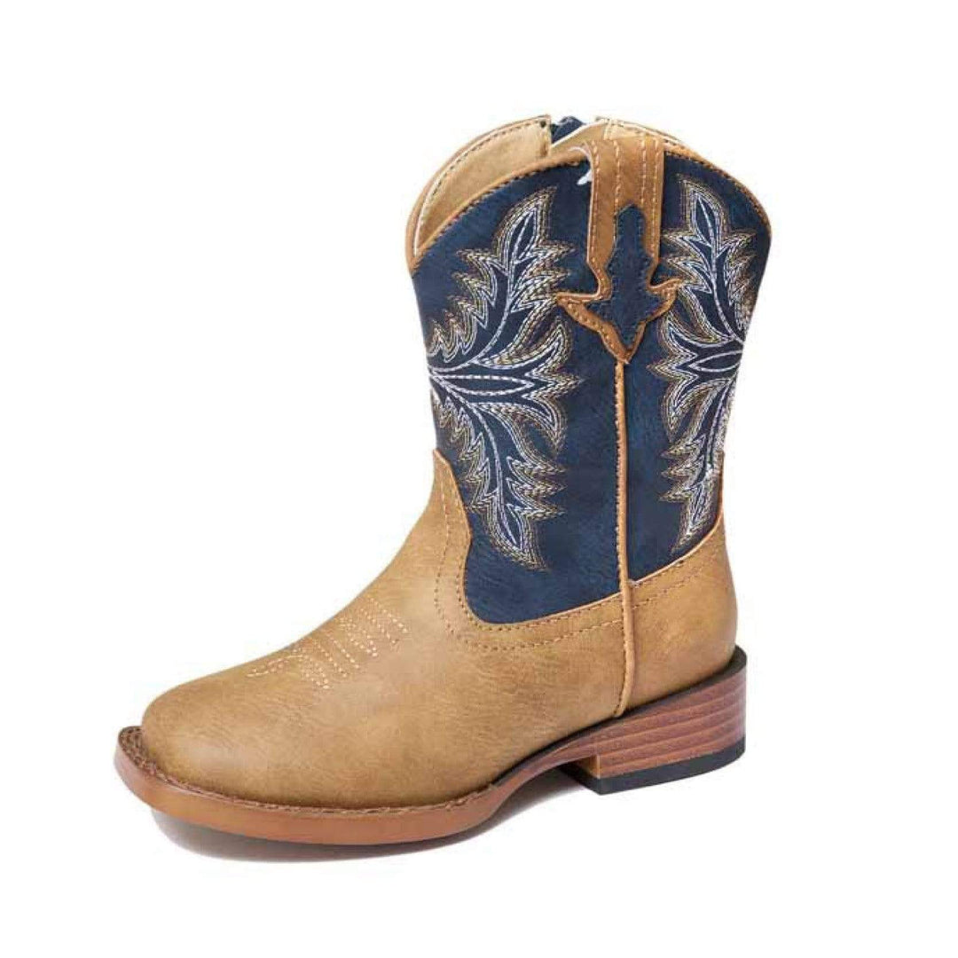 Ariat Kids Boots & Shoes CH 1 Roper Kids Billie Boots Brown and Blue (09-018-1900-9701)