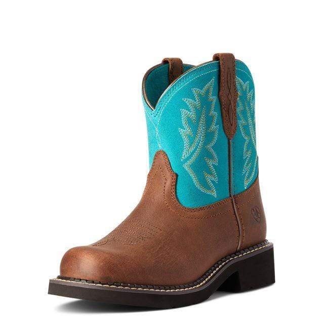 Ariat Kids Boots & Shoes CH 9 Ariat Kids Fatbaby Heritage Boots Distressed Brown/Turquoise (10038376)