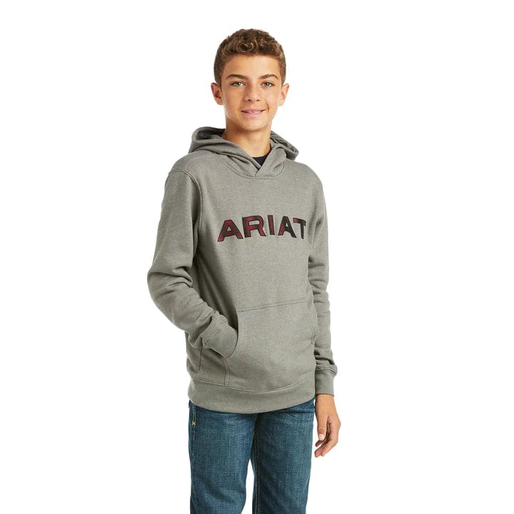 Ariat Kids Jumpers, Jackets & Vests Ariat Hoodie Boys Sweatshirt Charcoal Raised Red (10037006)