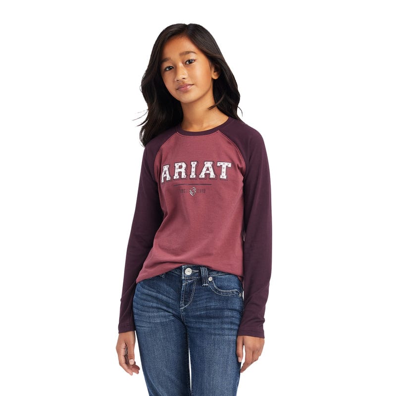 Ariat Kids Tops M / Mulberry/Nostalgia Rose Ariat Tee Youth Varsity (10041249)