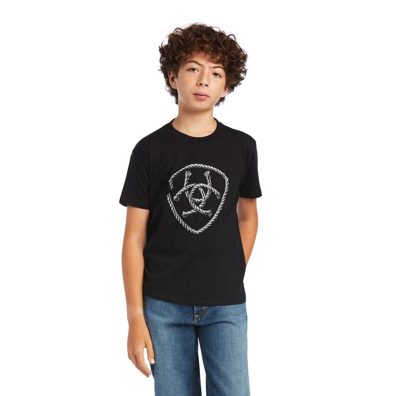 Ariat Kids Tops S / Black Ariat Tee Boys Rope Shield (10040883)