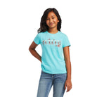 Ariat Kids Tops XS Ariat Tee Girls Shadow Logo Amazonite (10040640)