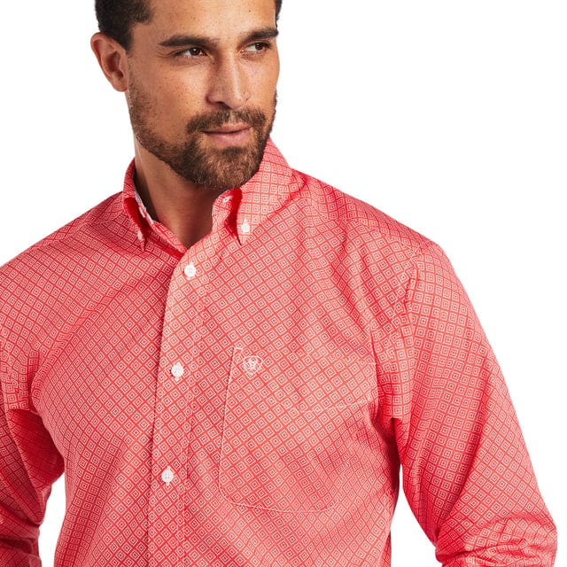 Ariat Mens Shirts Ariat Shirt Mens Nathan Fitted Poppy Red (10040542)