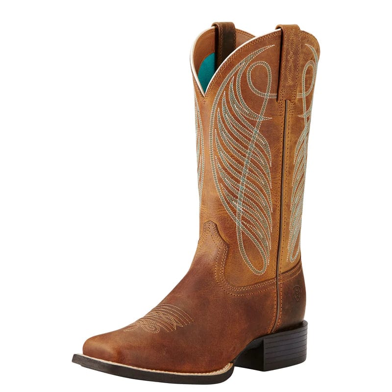 Ariat Womens Boots & Shoes WMN 8 Ariat Womens Round Up Wide Square Toe Powder Brown (10018528)