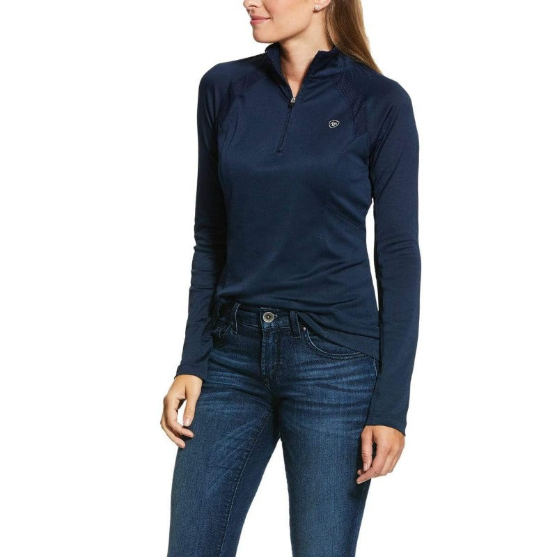 Ariat Womens Riding Tops & Jackets XS / Navy Ariat Womens Sunstopper Base Layer 2.0 1/4 Zip Navy (10030464)