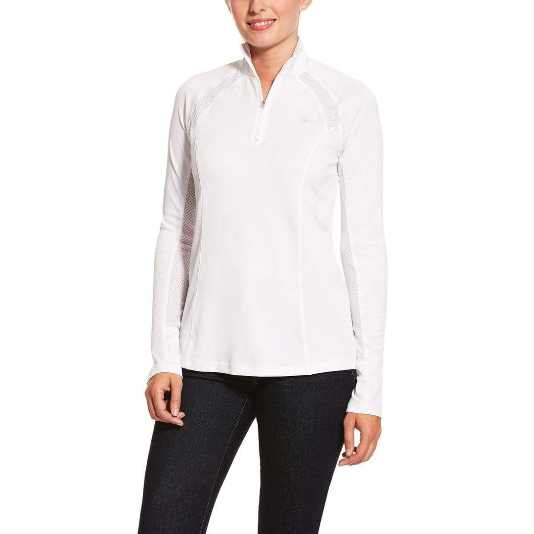 Ariat Womens Riding Tops & Jackets XS / White Ariat Womens Sunstopper Base Layer 2.0 1/4 Zip White (10030471)