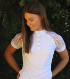 Black Horse Womens Riding Tops & Jackets 6 Black Horse Show Shirt Womens Kenya White Lace Trim (WS3712)