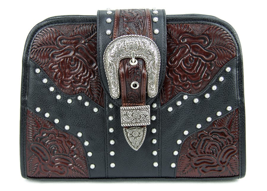 Brigalow Handbags & Wallets Black Brigalow Handbag Leather Tooled (HB1008)