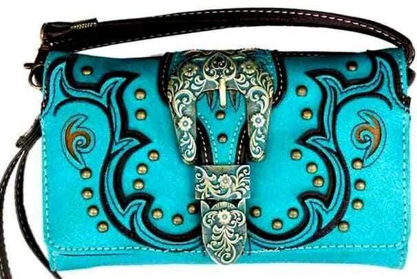 Brigalow Handbags & Wallets Turquoise Brigalow Western Faux Leather Purse (MW118TQ)