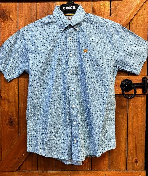 Cinch Mens Shirts Cinch Shirt Short Sleeve Geometric Blue (MTW1111412)