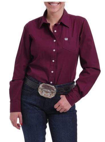 Cinch Womens Shirts XS Cinch Womens Solid Burgundy Shirt