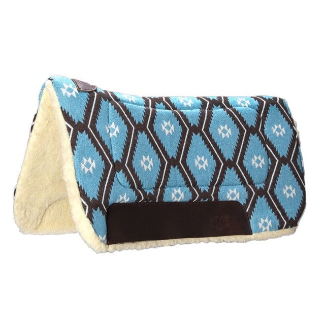 Fort Worth Saddle Pads Western Turquoise/Brown Fort Worth Contoured Saddlepad 30inx30in (CLT7165)