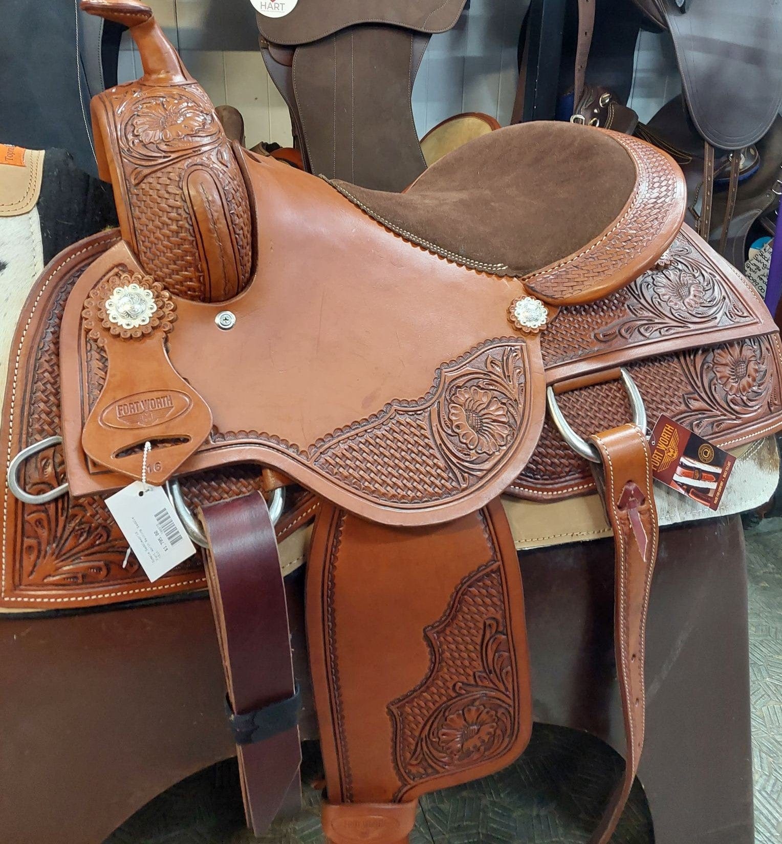 Fort Worth Reining Saddle Floral Trim with Antique Finish (FOR0350