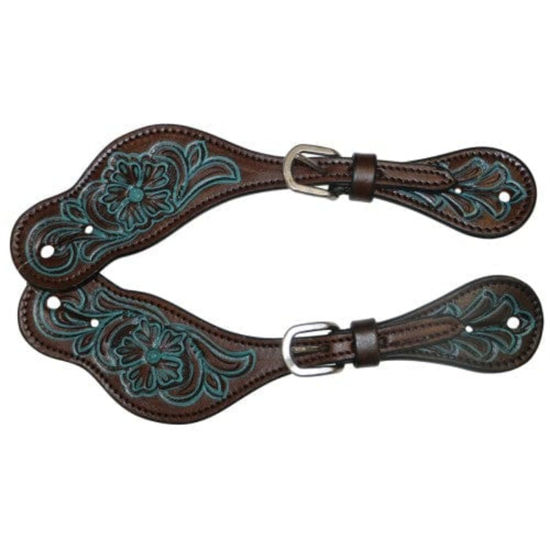 Fort Worth Spur Straps Fort Worth Turquoise Flower Spur Straps (FOR23-0110)