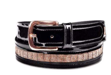 ELT Patent Leather Belt with Rose Gold Crystals - Gympie Saddleworld & Country Clothing