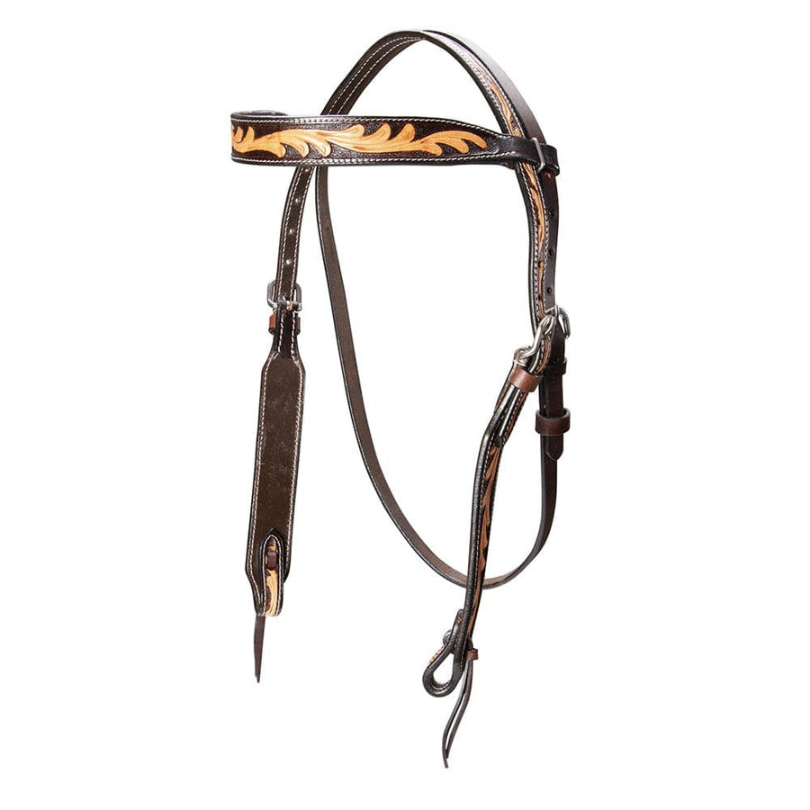 Gympie Saddleworld & Country Clothing Bridles Fort Worth Tooled Leaf Bridle Two Toned (FOR20-0046)