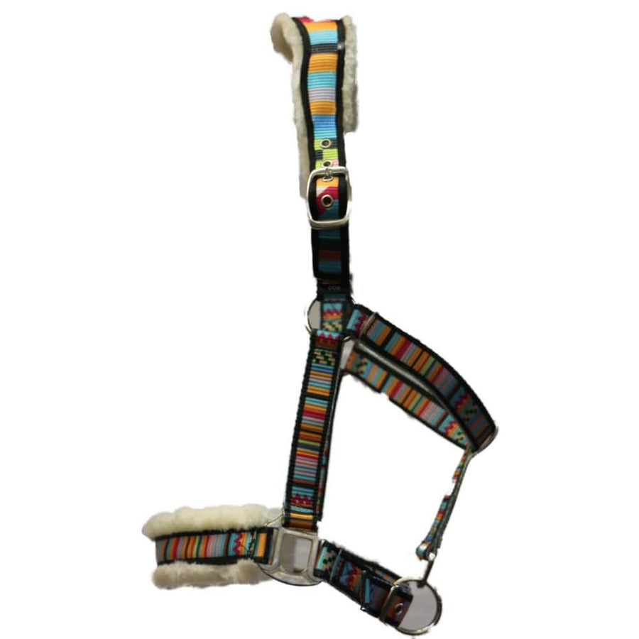 Gympie Saddleworld & Country Clothing Halters Pony Halter Ear Relief Fleece Lined Multi Coloured (RAN1875)