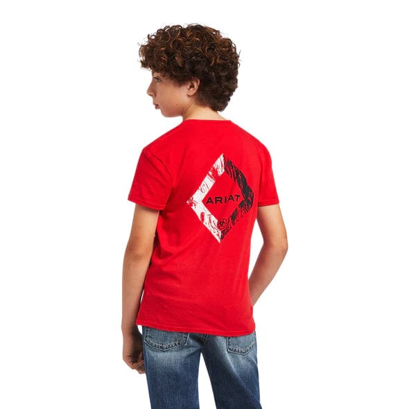 Gympie Saddleworld & Country Clothing Kids Tops Ariat Boys T-Shirt Diamond Wood Uakari Red (10040885)