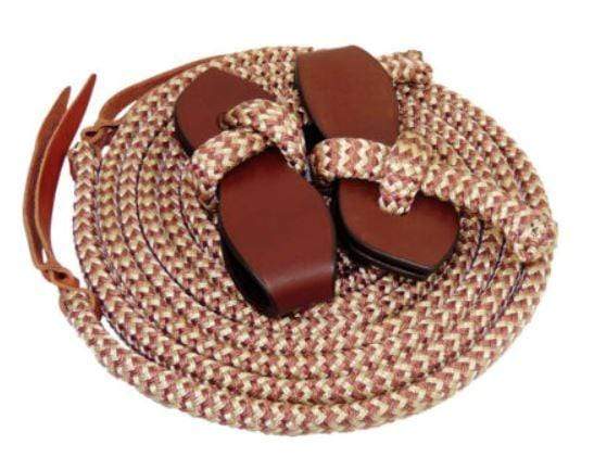 Gympie Saddleworld & Country Clothing Reins Beige/Brown TS PRO Series Rope Reins w/ Slobber Straps