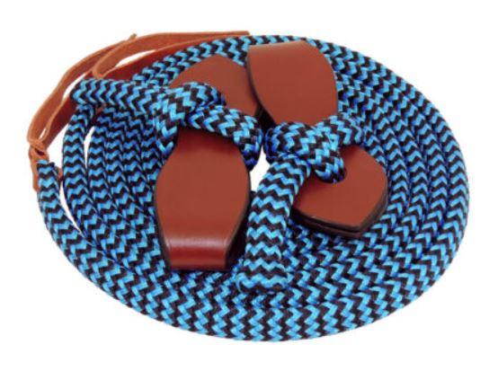 Gympie Saddleworld & Country Clothing Reins Blue/ Black TS PRO Series Rope Reins w/ Slobber Straps