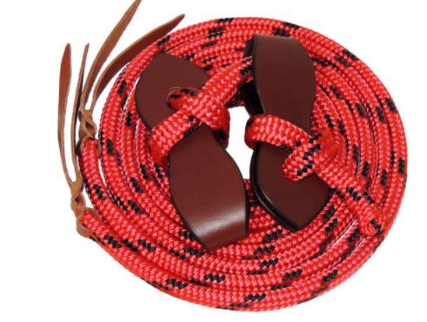 Gympie Saddleworld & Country Clothing Reins Red/Black TS PRO Series Rope Reins w/ Slobber Straps