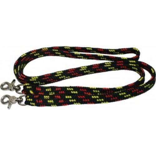 Rope Reins 7ft Black/Yelow/Red NP Snap One Piece 170504 - Gympie Saddleworld & Country Clothing