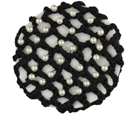 Hamag Hair Accessories Black Hamag Pearl Encrusted Black Crocheted Ribbon Hair Net (HN-133BLACK)
