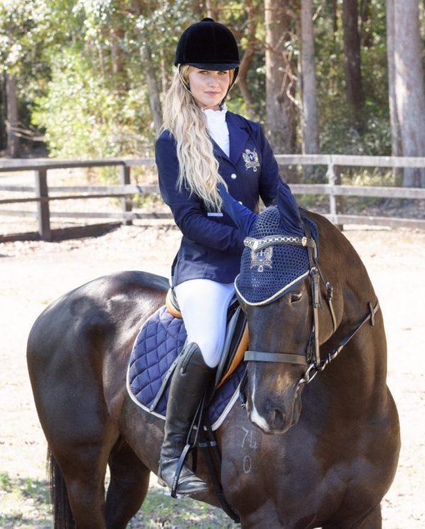 Hampton and Harlow Ear Bonnet Navy - Gympie Saddleworld & Country Clothing