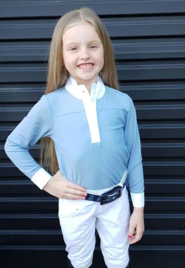 HH Equestrian Kids Riding Tops & Jackets 4 / Blue HH Equestrian Girls Airflow Shirt HHGLSS