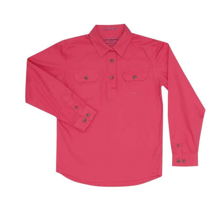 Just Country Kids Shirts Just Country Girls Kenzie Half Button Workshirt (60606)
