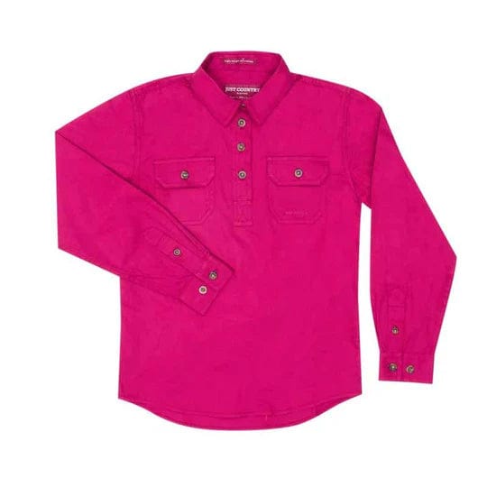 Just Country Kids Shirts Just Country Girls Kenzie Half Button Workshirt (60606)