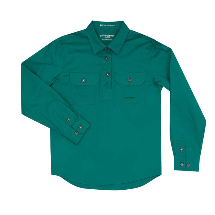Just Country Kids Shirts XS / Dark Green Just Country Girls Kenzie Half Button Workshirt (60606)