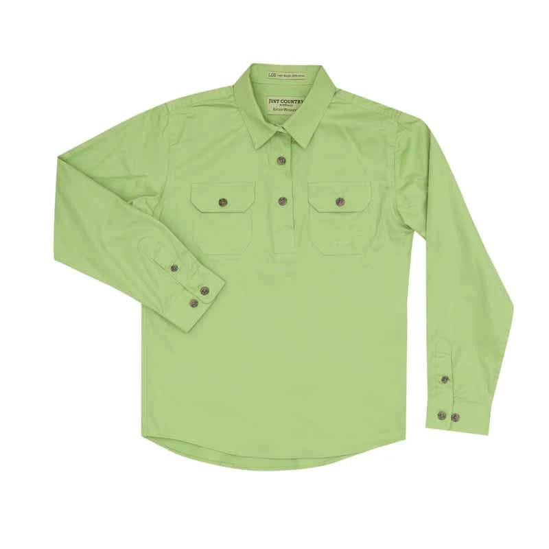 Just Country Kids Shirts XS / Lime Just Country Girls Kenzie Half Button Workshirt (60606)