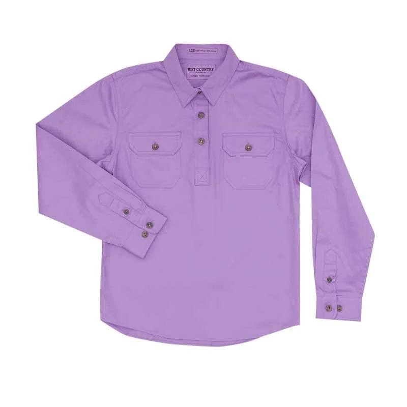 Just Country Kids Shirts XS / Orchid Just Country Girls Kenzie Half Button Workshirt (60606)