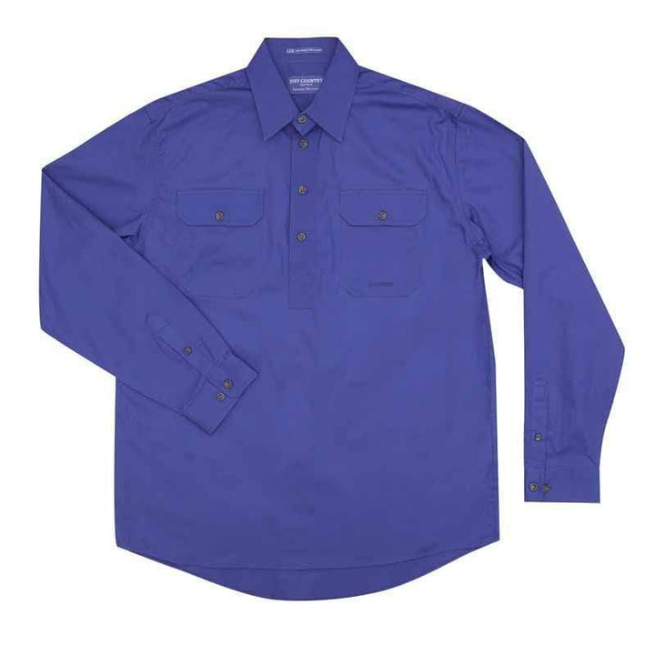 Just Country Mens Shirts 2XL / Blue Just Country Mens Cameron Workshirt Half Button