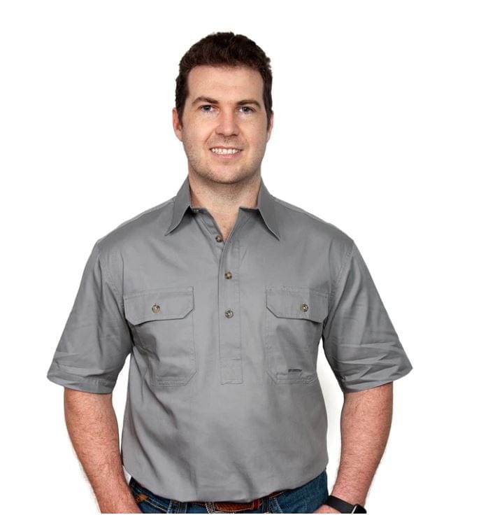 Just Country Mens Shirts L / Steel Grey Just Country Mens Adam Short Sleeve Workshirt (10104)