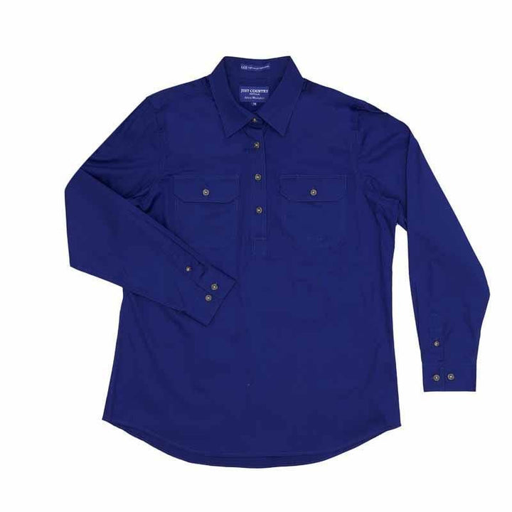 Just Country Womens Shirts 10 / Cobalt Just Country Womens Jahna Half Button Workshirt (50505)