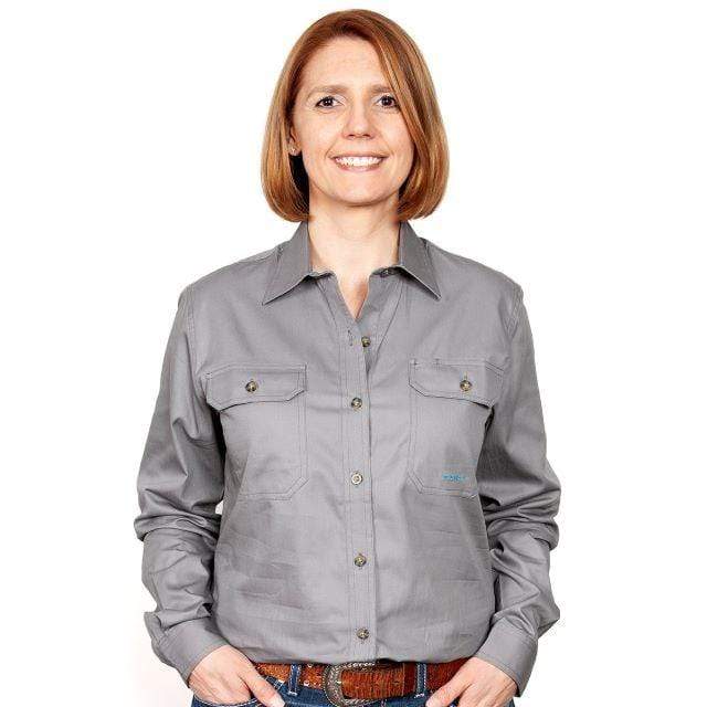 Just Country Womens Shirts 10 / Steel Grey Just Country Womens Brooke Full Button Workshirt Earthy Tones (50502)