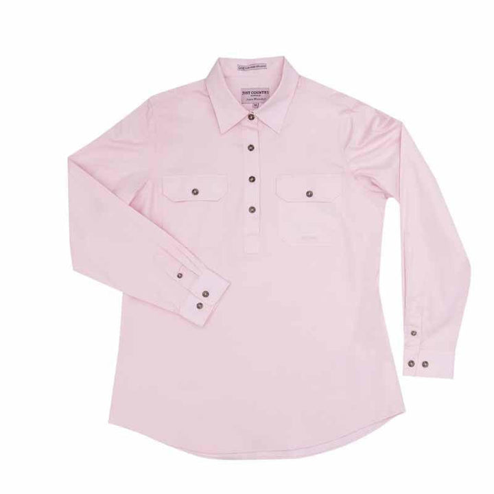 Just Country Womens Shirts 16 / Pink Just Country Workshirt Womens Jahna Half Button (50505)