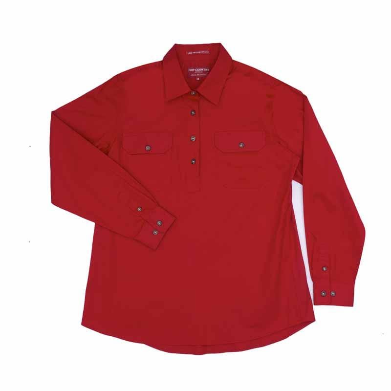 Just Country Womens Shirts 8 / Chilli Just Country Workshirt Womens Jahna Half Button (50505)