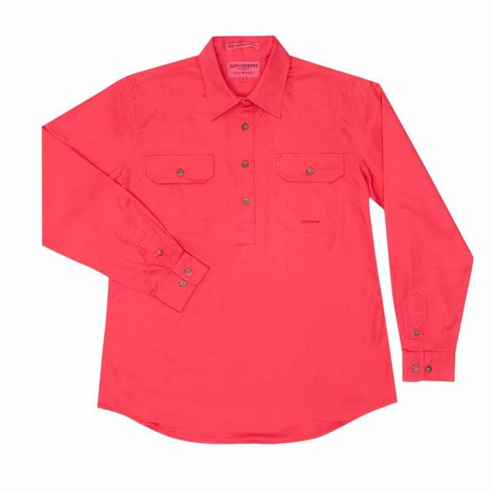 Just Country Womens Shirts 8 / Raspberry Just Country Workshirt Womens Jahna Half Button (50505)