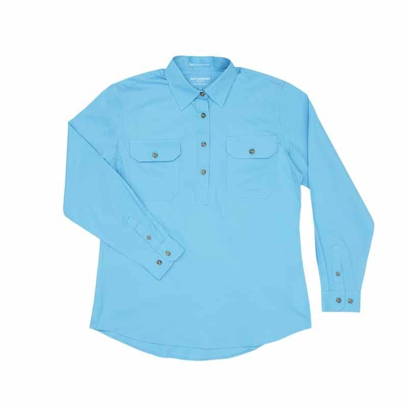 Just Country Womens Shirts 8 / Sky Just Country Workshirt Womens Jahna Half Button (50505)