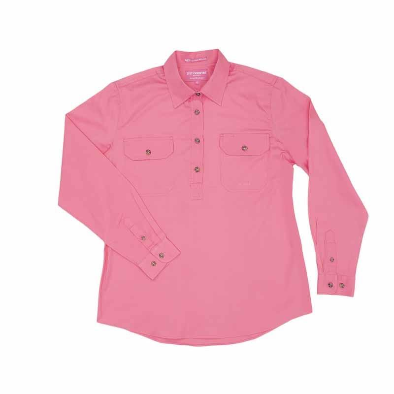 Just Country Womens Shirts Just Country Workshirt Womens Jahna Half Button (50505)