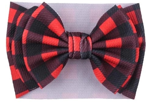 Little Saddles Baby Cowkids Flanny Red Little Saddles Double Bow Headbands (LSDBH)