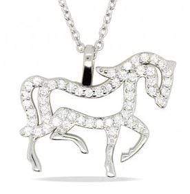 Mountain Creek Jewellery Silver MCJ Horse Cubic Zirconia Pendant