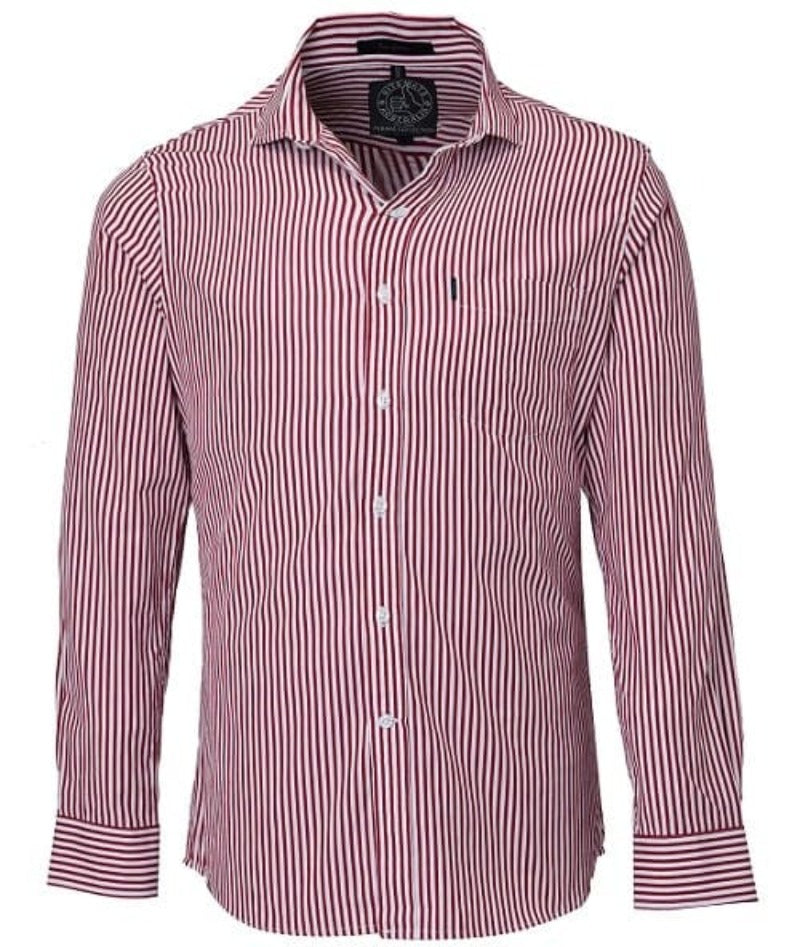 Pilbara Mens Shirts S / Red/White Pilbara Shirt Mens Stripe Single Pocket (RMPC012)