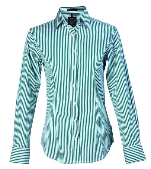 Pilbara Womens Shirts 6 / Emerald/White Pilbara Shirt Womens Stripe (RMPC013)